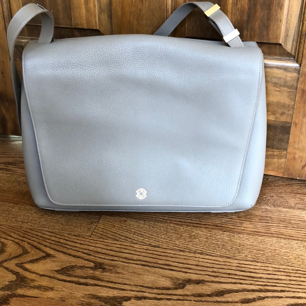 Dagne Dover Taupe Leather Messenger Bag